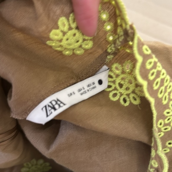 Zara Brown and Green Spaghetti Strap Dress - Picture 5 of 5